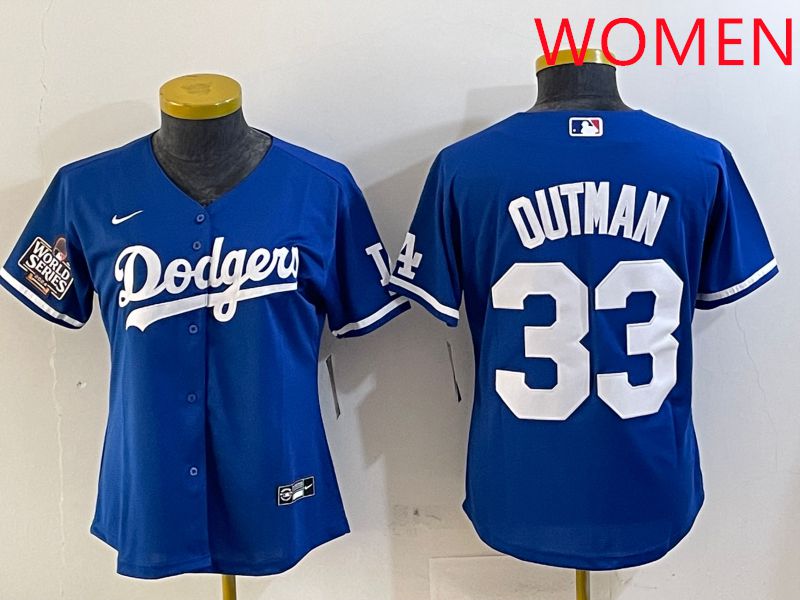 Women Los Angeles Dodgers #33 Outman Blue Game 2025 Nike MLB Jersey style 3